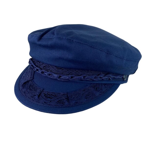 Greek Fisherman Hat Blue with Braided Trim Size 7 1/4 - Picture 11 of 11